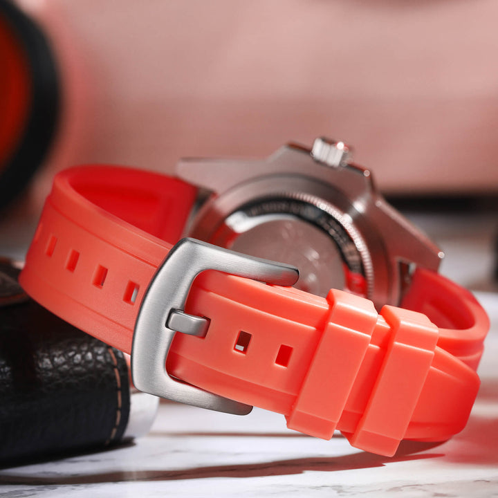 ★Especial Graduación★ADDIESDIVE Reloj deportivo de cuarzo de 41mm resistente al agua 200M (AD2040)-Correa de caucho-Bisel plateado-Naranja