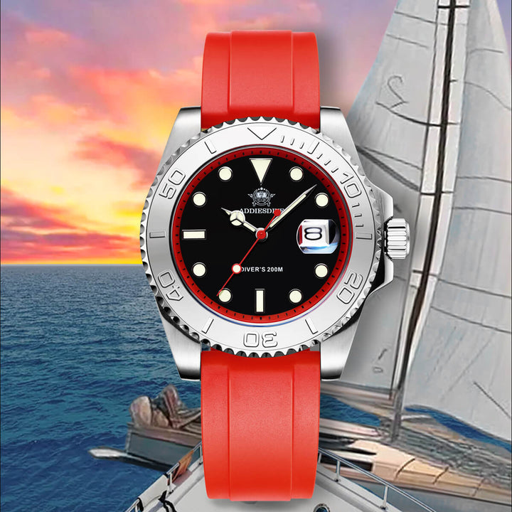 ★Especial Graduación★ADDIESDIVE Reloj deportivo de cuarzo de 41mm resistente al agua 200M (AD2040)-Correa de caucho-Bisel plateado-Naranja