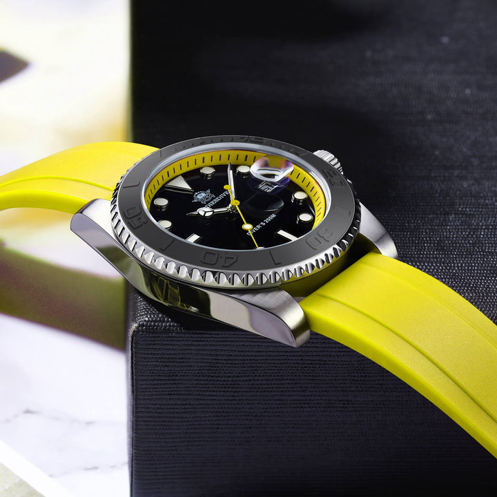 ★Especial Graduación★ADDIESDIVE Reloj deportivo de cuarzo de 41mm resistente al agua 200M (AD2040)-Correa de caucho-Bisel plateado-Naranja