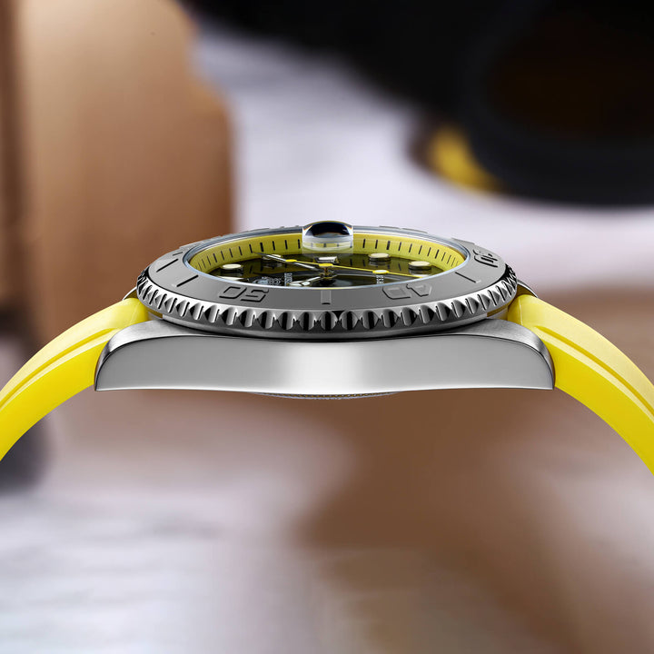 ★Especial Graduación★ADDIESDIVE Reloj deportivo de cuarzo de 41mm resistente al agua 200M (AD2040)-Correa de caucho-Bisel plateado-Naranja