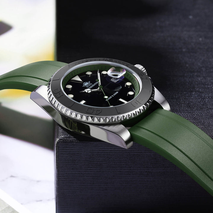 ★Especial Graduación★ADDIESDIVE Reloj deportivo de cuarzo de 41mm resistente al agua 200M (AD2040)-Correa de caucho-Bisel plateado-Naranja