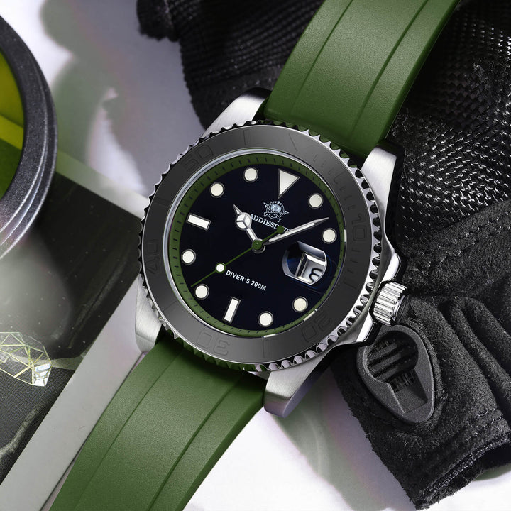 ★Especial Graduación★ADDIESDIVE Reloj deportivo de cuarzo de 41mm resistente al agua 200M (AD2040)-Correa de caucho-Bisel plateado-Naranja