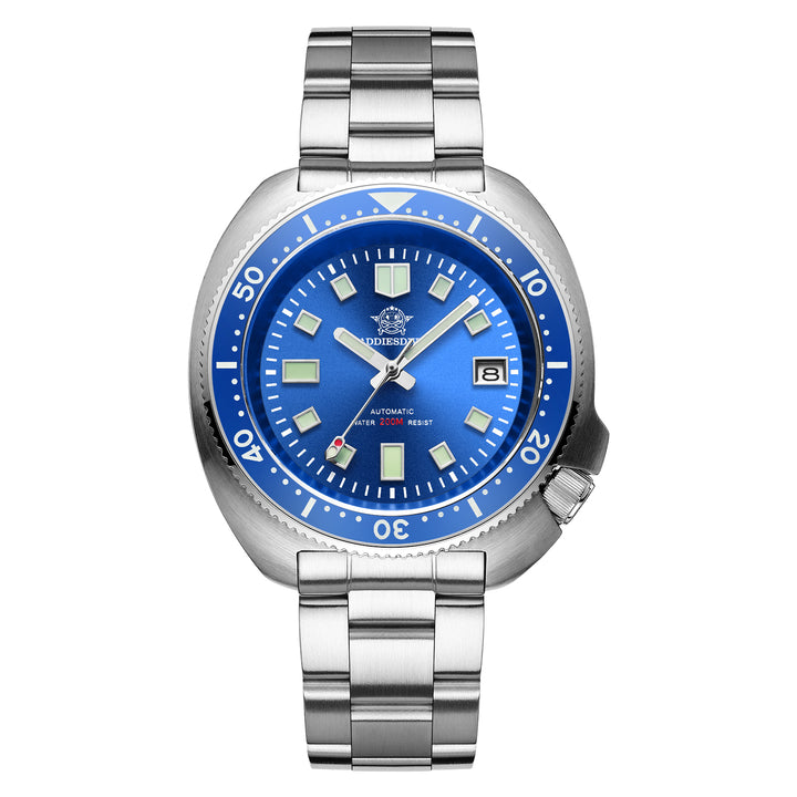 ADDIESDIVE® Reloj de buceo automático Captain Willard 200M( MY-H8)-divers watch-Esfera azul con correa de acero-