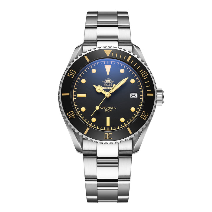 ★Oferta★ADDIESDIVE® Reloj de buceo automático de piel AD2101-Correa de acero-