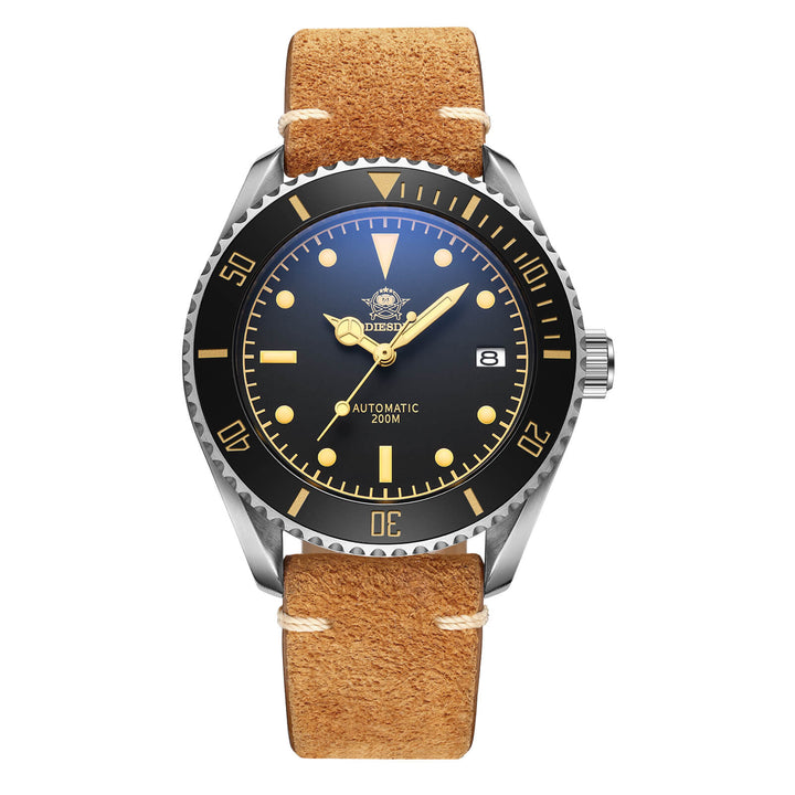 ★Oferta★ADDIESDIVE® Reloj de buceo automático de piel AD2101-Correa de cuero-