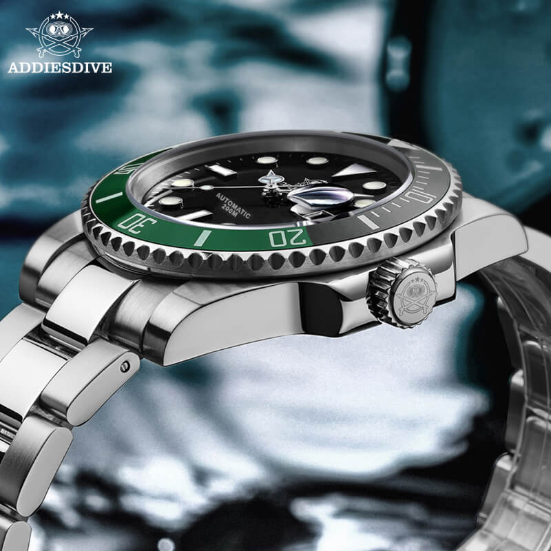 ★Oferta★ADDIESDIVE Reloj de buceo automático para hombre Diver's 200M NH35A (H3AC)-Negro/Verde-