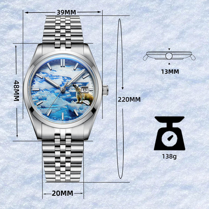 ★Oferta★Reloj automático Addiesdive 39mm 3D Glacier Polar Bear Dial （AD2042）-divers watch-