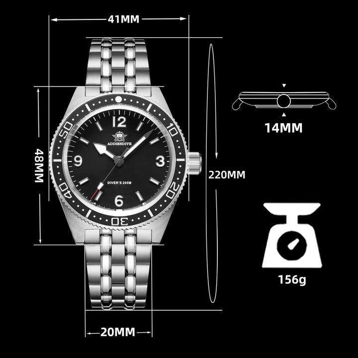 ★Oferta Semanal★ADDIESDIVE Reloj de cuarzo de 41mm Movimiento VH31 （AD2033）-