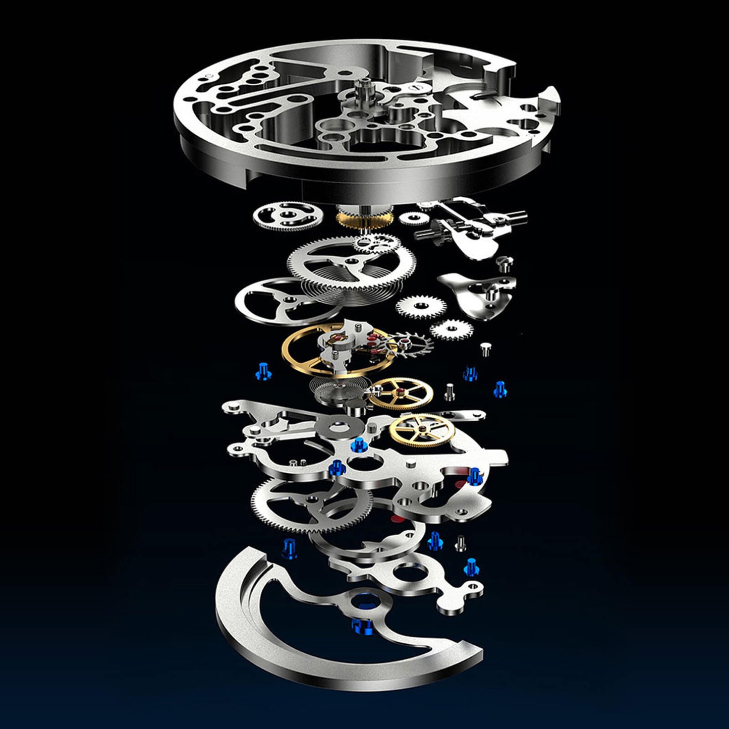 Reloj con esfera azul, luminoso BGW9 azul y fondo atornillado con proceso de cepillado.