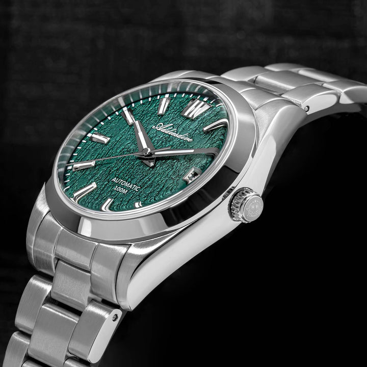 ADDIESDIVE Reloj automático NH35 con esfera con textura de corteza 3D de 39 mm AD2075-Verde-