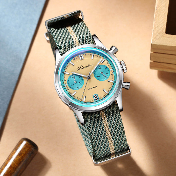 ★Super Ofertas★2025 ADDIESDIVE Reloj Cronógrafo VK64 de 38 mm – Modelo AD2095-Azul-