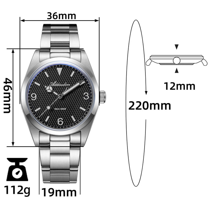 ★Super Ofertas★ADDIESDIVE Reloj de Buceo Explore de 36mm con Movimiento de Cuarzo VH31 – Modelo AD2096-Negro-BGw9 (Blue glow)-