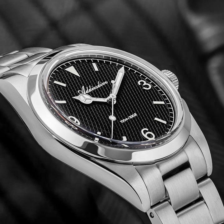 ★Super Ofertas★ADDIESDIVE Reloj de Buceo Explore de 36mm con Movimiento de Cuarzo VH31 – Modelo AD2096-Negro-BGw9 (Blue glow)-