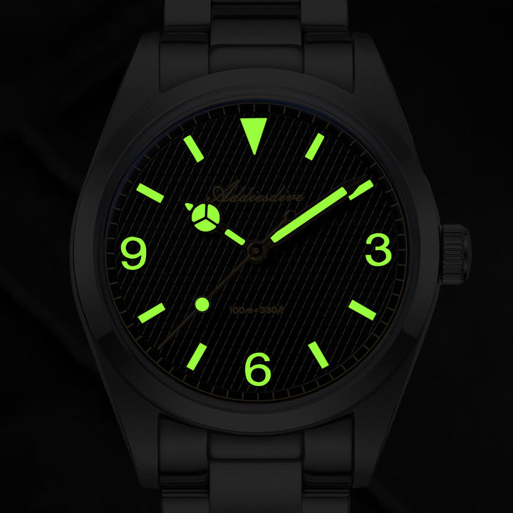 ★Super Ofertas★ADDIESDIVE Reloj de Buceo Explore de 36mm con Movimiento de Cuarzo VH31 – Modelo AD2096-Negro-BGw9 (Blue glow)-