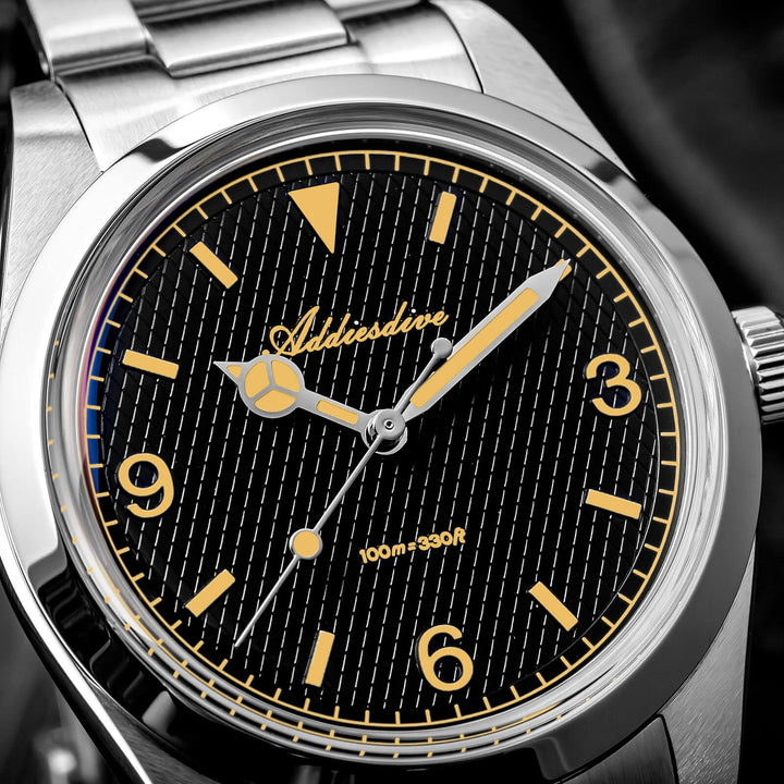 ★Super Ofertas★ADDIESDIVE Reloj de Buceo Explore de 36mm con Movimiento de Cuarzo VH31 – Modelo AD2096-Negro-BGw9 (Blue glow)-