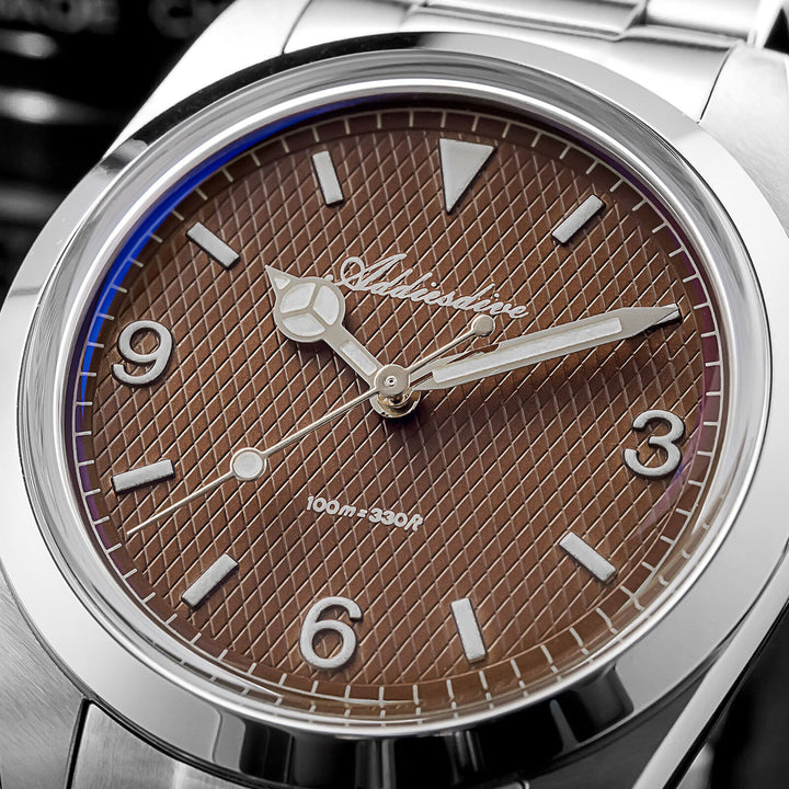 ★Super Ofertas★ADDIESDIVE Reloj de Buceo Explore de 36mm con Movimiento de Cuarzo VH31 – Modelo AD2096-Negro-BGw9 (Blue glow)-